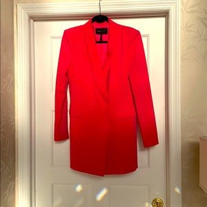 Pink double breasted long suit jacket by BCBG